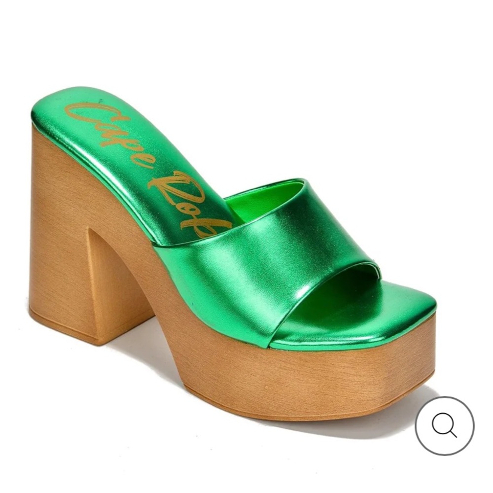 •CAPE ROBBIN• “Enisle” Green Platform Slide Sandals // NIB - Picture 3 of 16